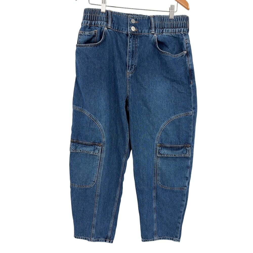 AllSaints Hailey Mae Cargo Womens Jeans Sz  8 Y2K Utility Tapered High Rise Edgy